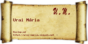Urai Mária névjegykártya